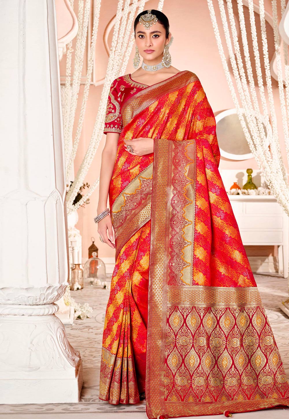 Red Silk Saree With Blouse 242064