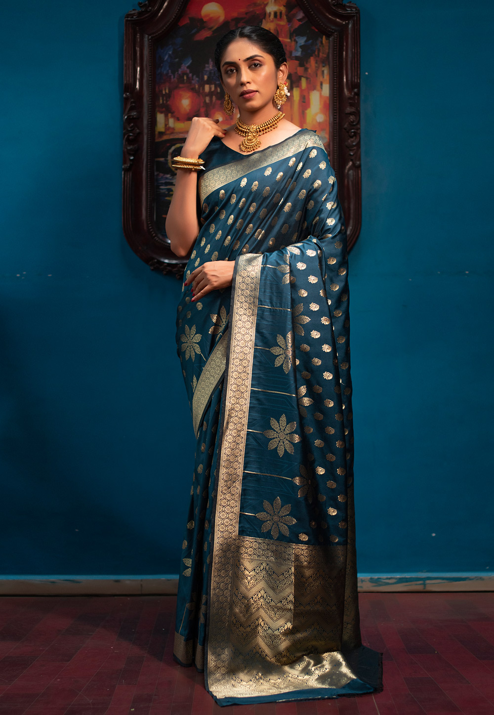 Blue Silk Saree With Blouse 228108