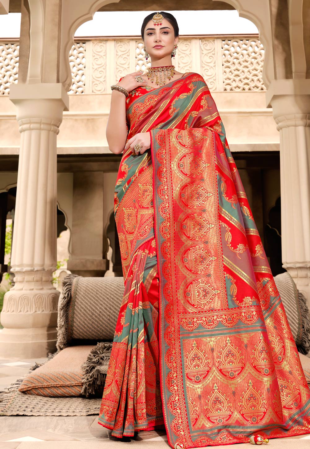 Red Silk Saree With Blouse 249088