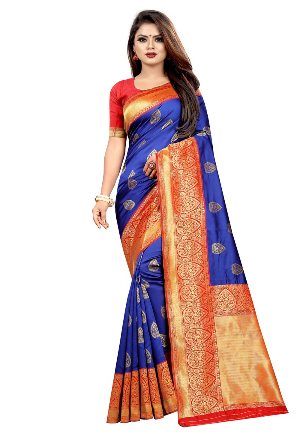 Blue Banarasi Silk Festival Wear Saree 195238