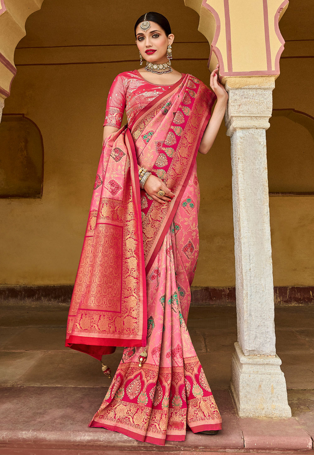 Pink Silk Saree With Blouse 252848