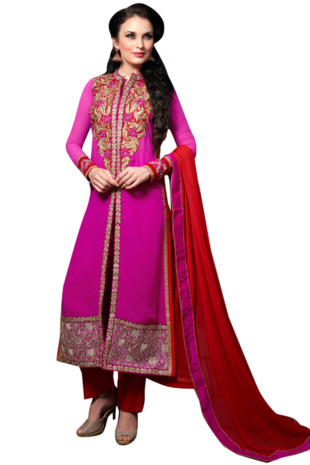 Magenta Georgette Pakistani Style Suit 55656