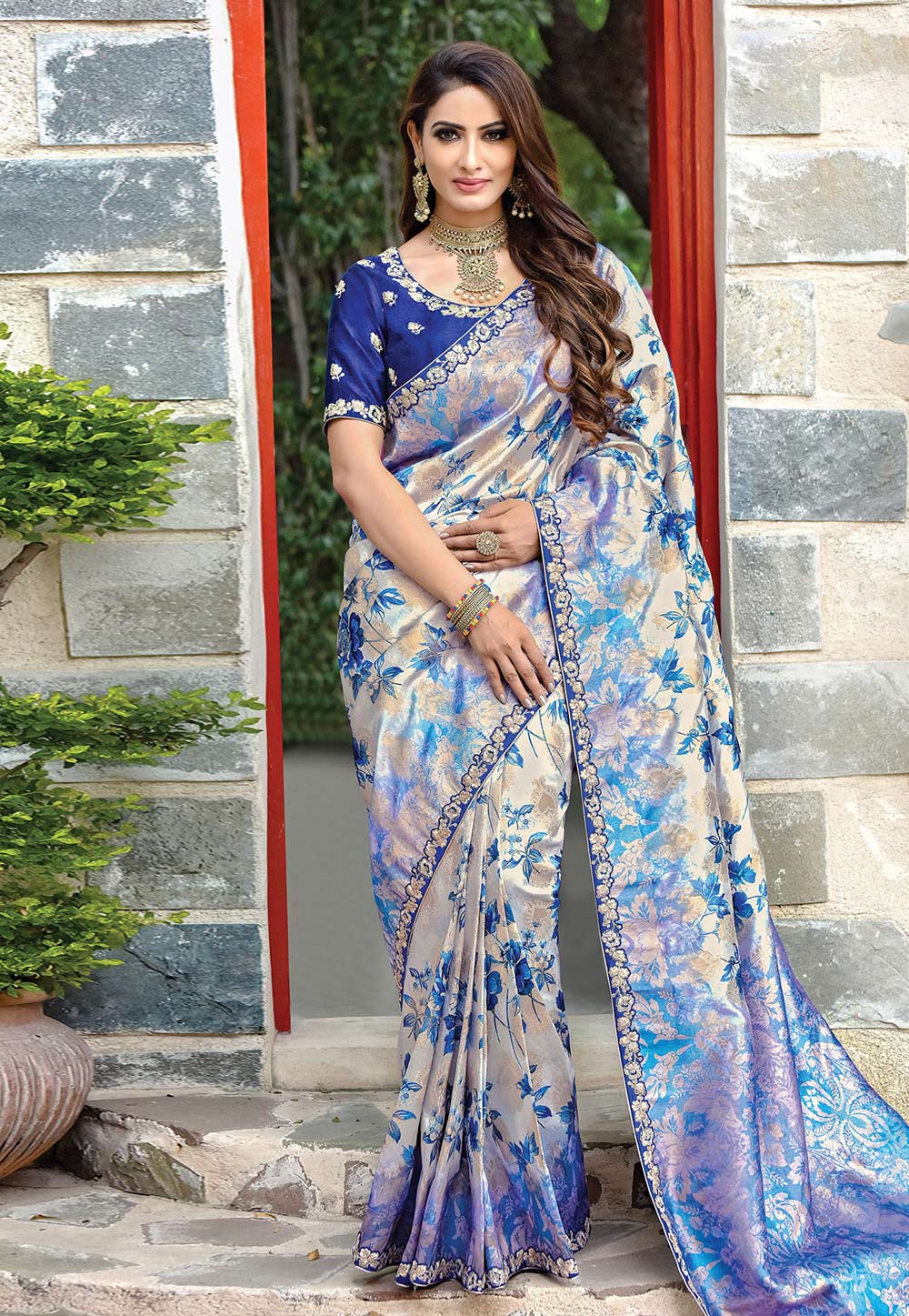 Blue Silk Festival Wear Saree 192070