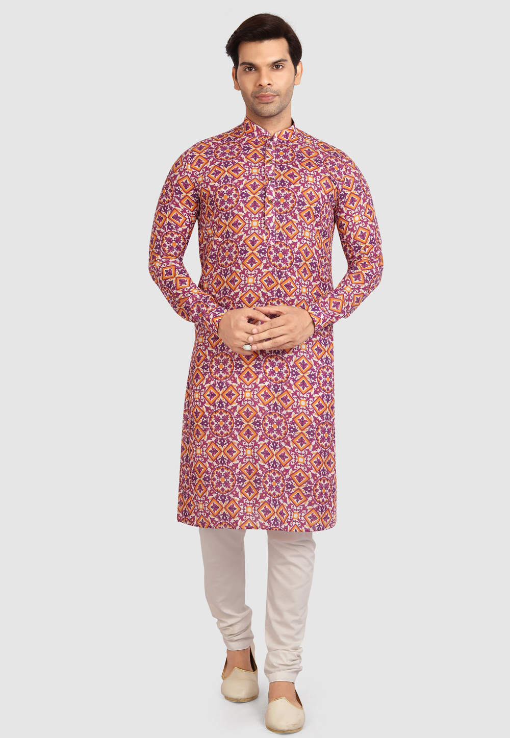 Purple Cotton Kurta Pajama 241156