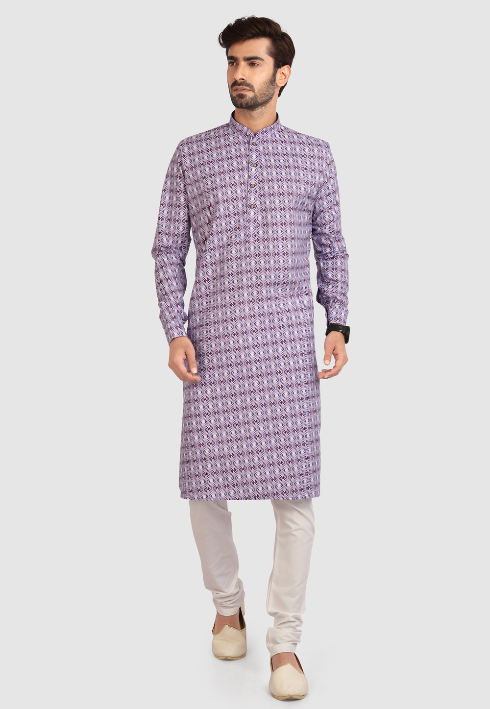 Light Purple Cotton Kurta Pajama 241161