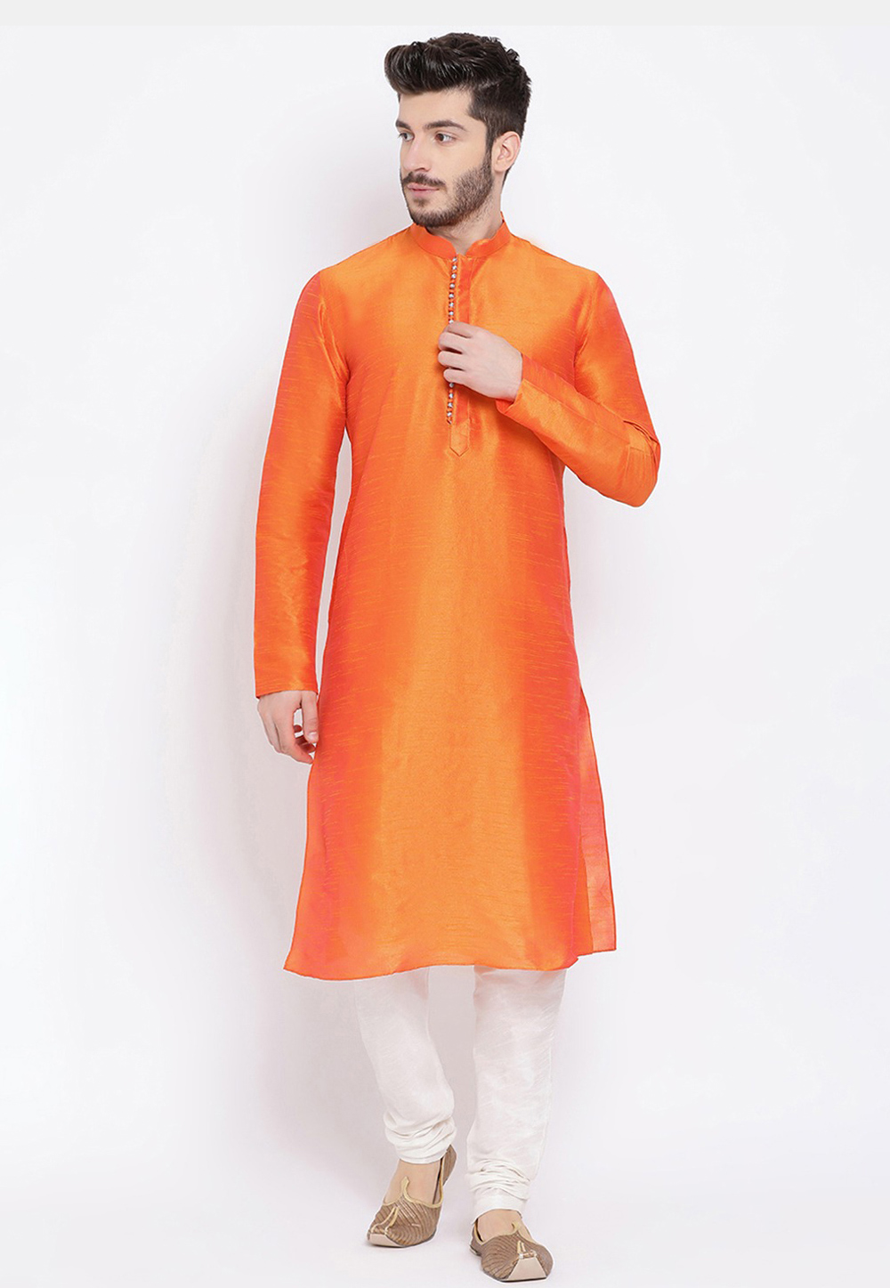 Orange Dupion Silk Kurta Pajama 231290