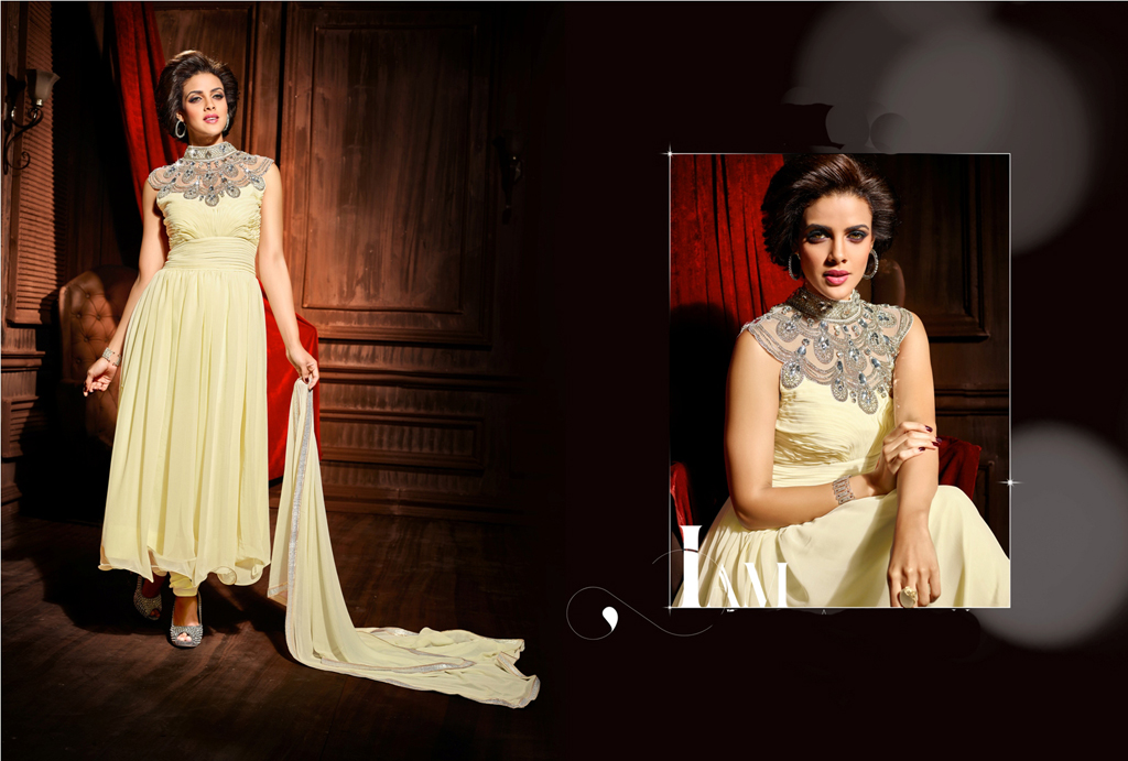 Cream Georgette Designer Anarkali Suit 55868
