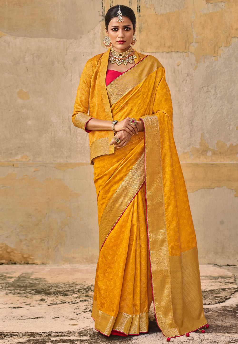 Yellow Silk Festival Wear Saree 233763