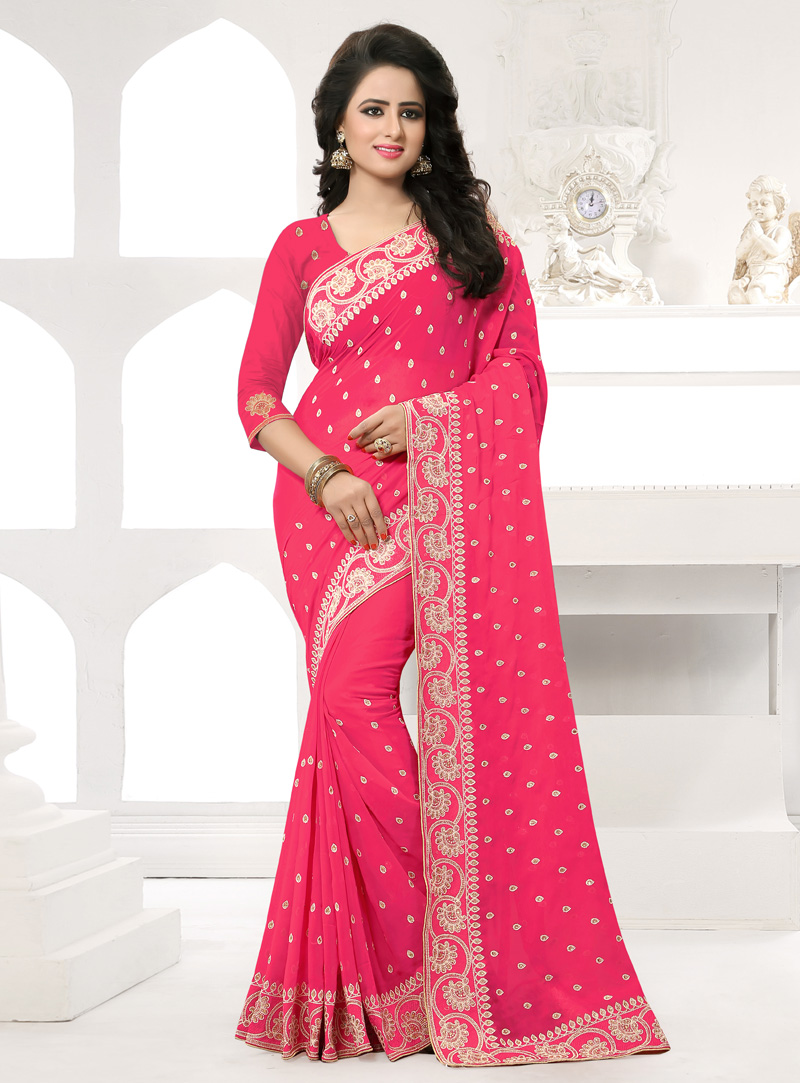 Pink Georgette Saree With Blouse 138552