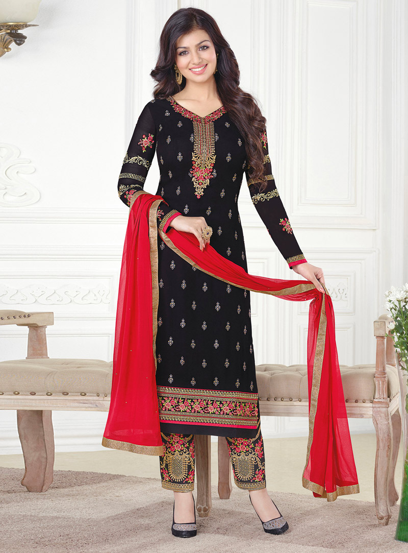 Ayesha Takia Black Georgette Pakistani Style Suit 114547