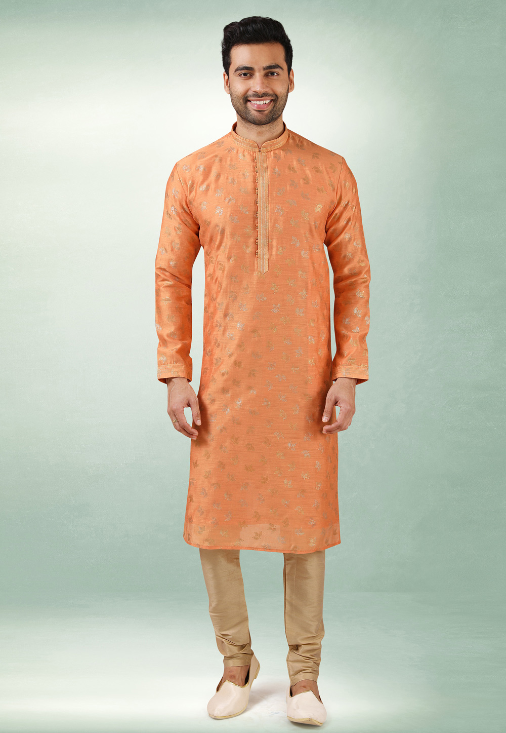 Orange Art Silk Kurta Pajama 241415