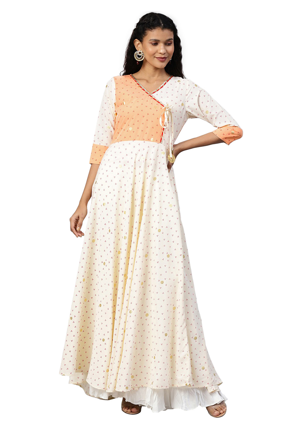 White Crepe Readymade Gown 214300