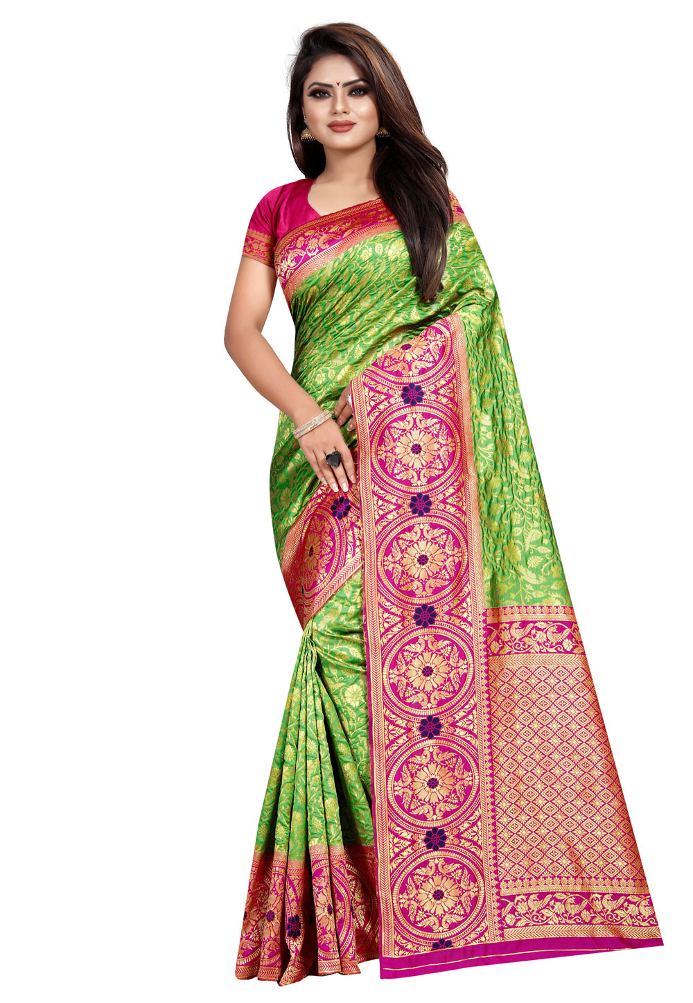 Green Banarasi Silk Festival Wear Saree 195240