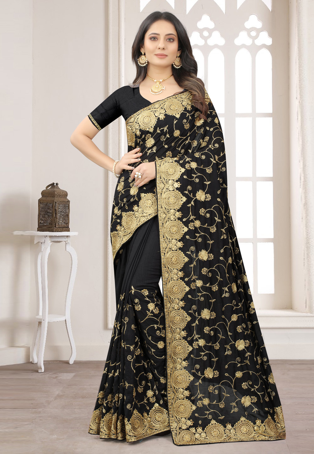 Black Silk Saree With Blouse 248314