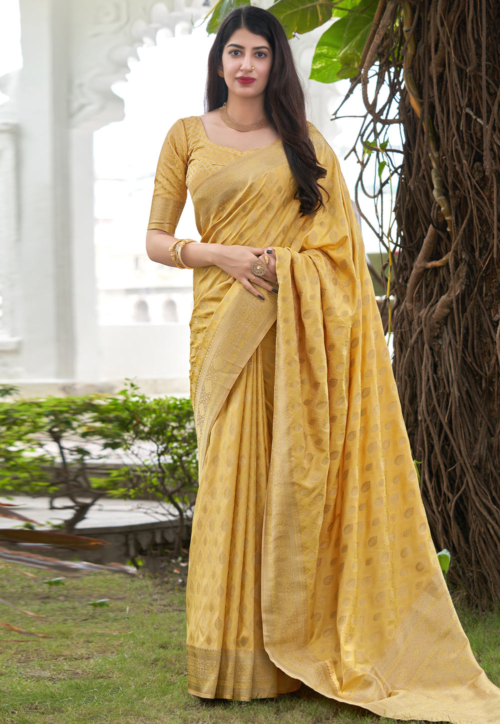 Yellow Banarasi Silk Festival Wear Saree 234240