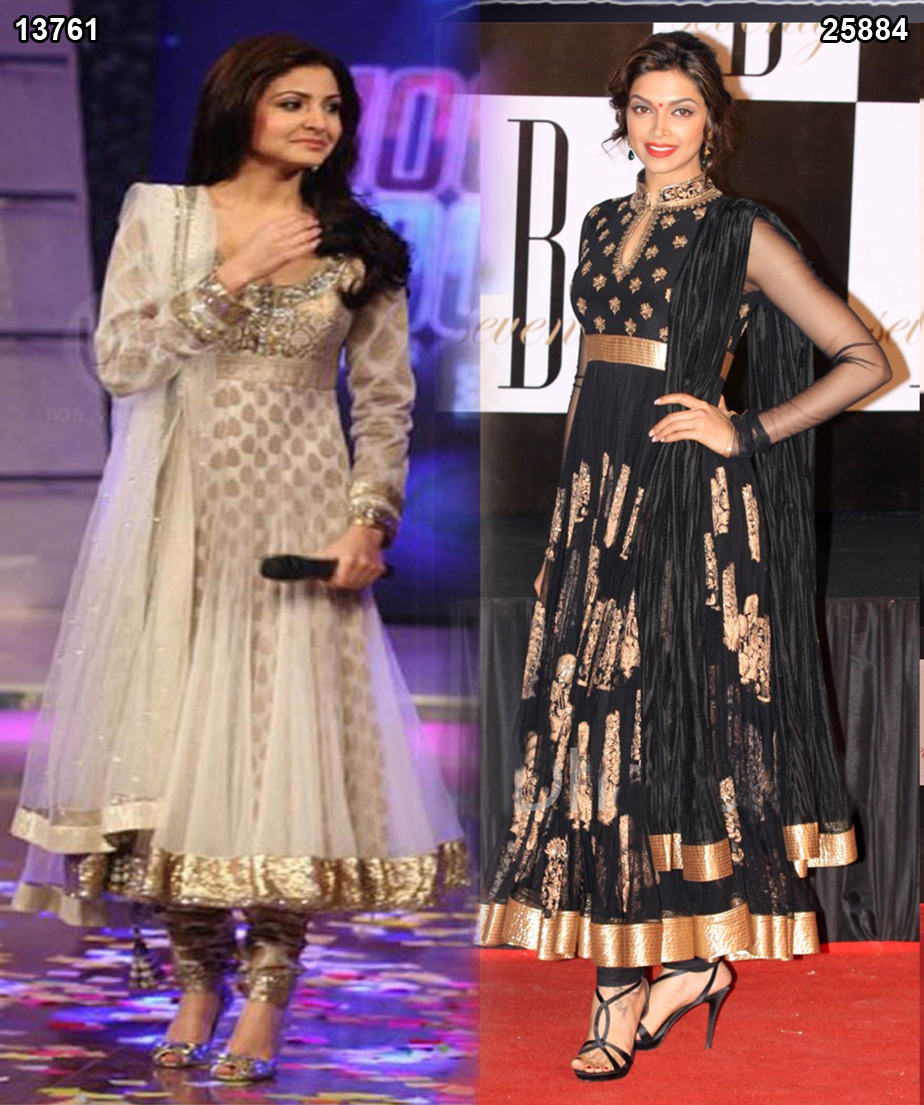 Bollywood Salwar Kameez & Deepika Padukone Black Anarkali Suit 25906