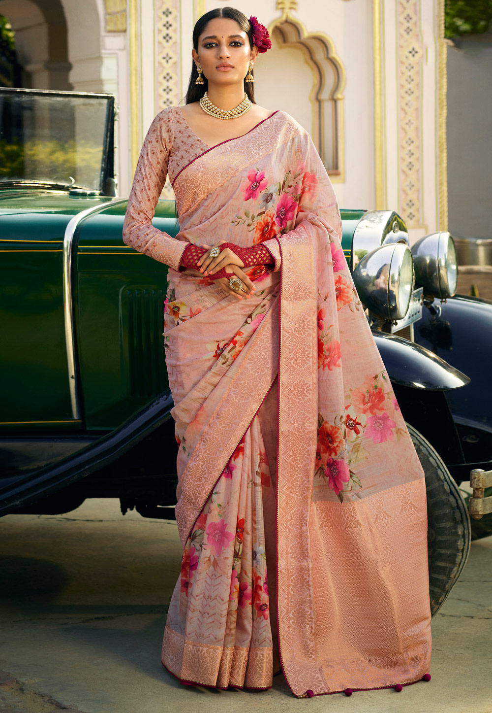 Pink Silk Saree With Blouse 234484