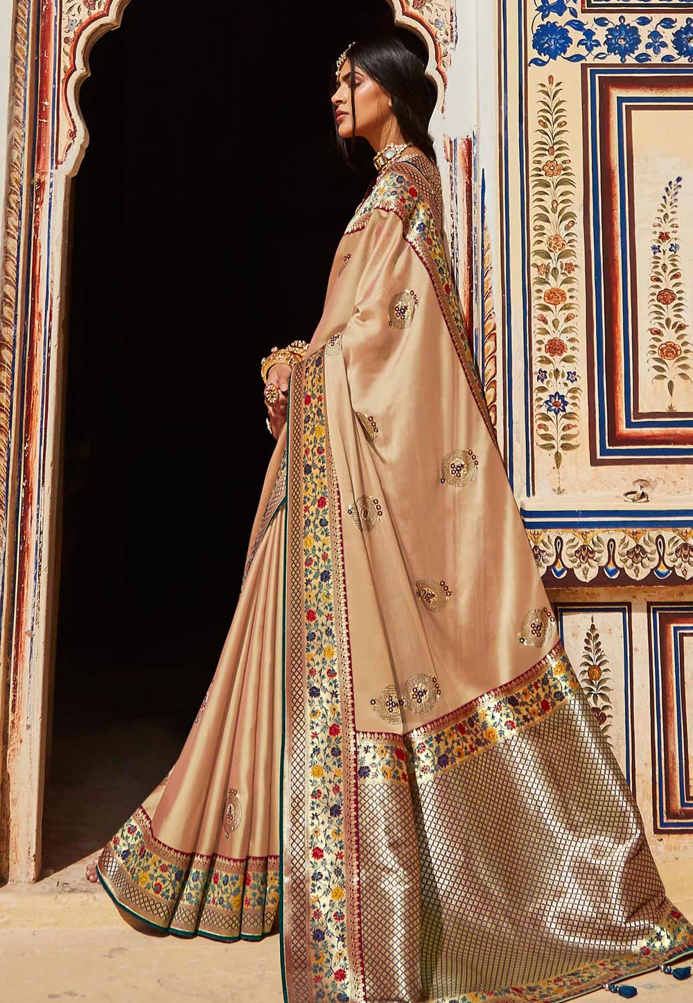 Beige Silk Festival Wear Saree 230904