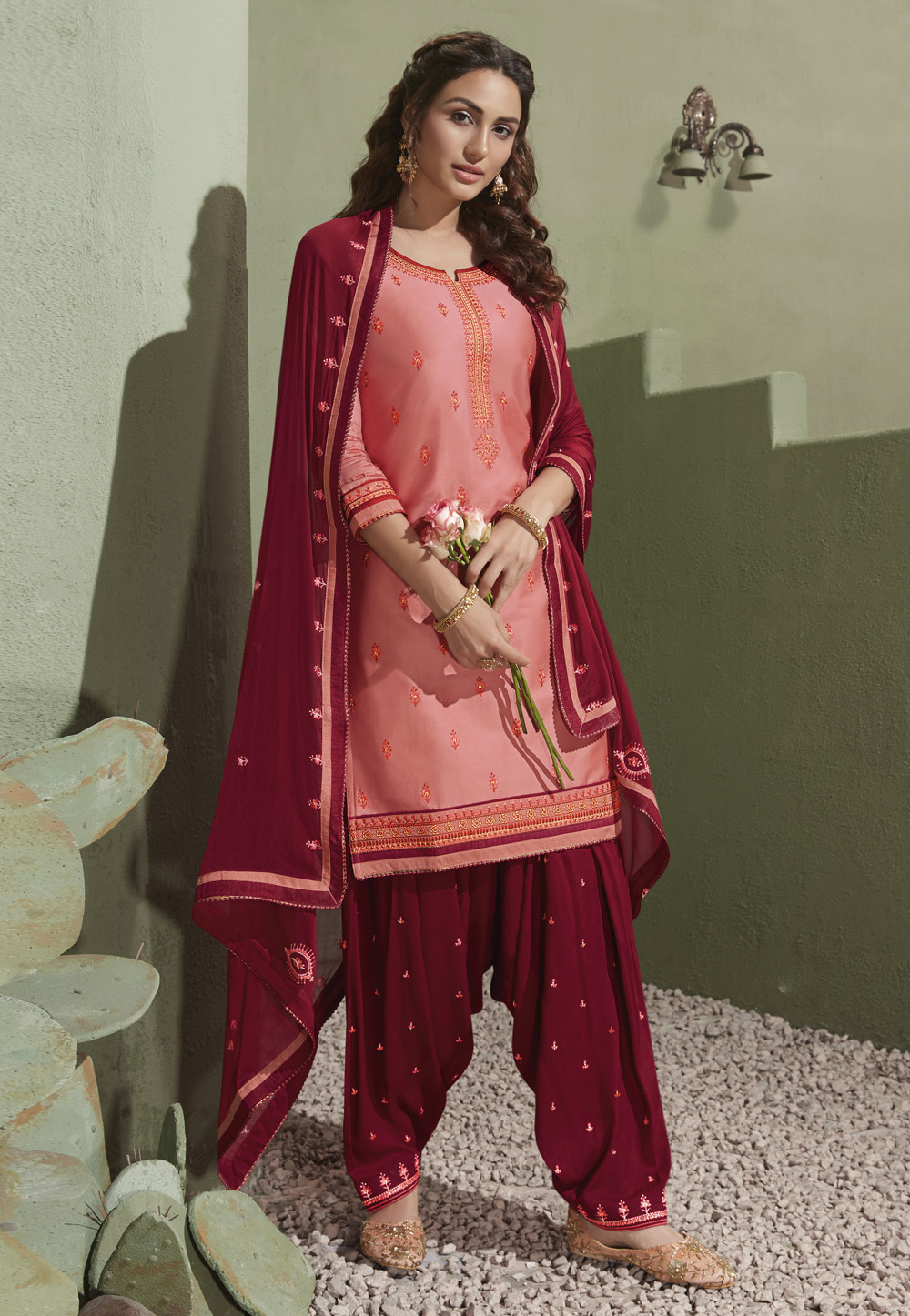 Pink Satin Patiala Suit 203045