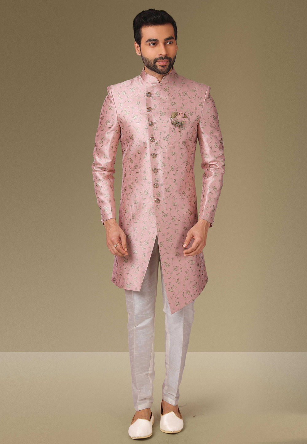 Pink Jacquard Indo Western Sherwani 238654