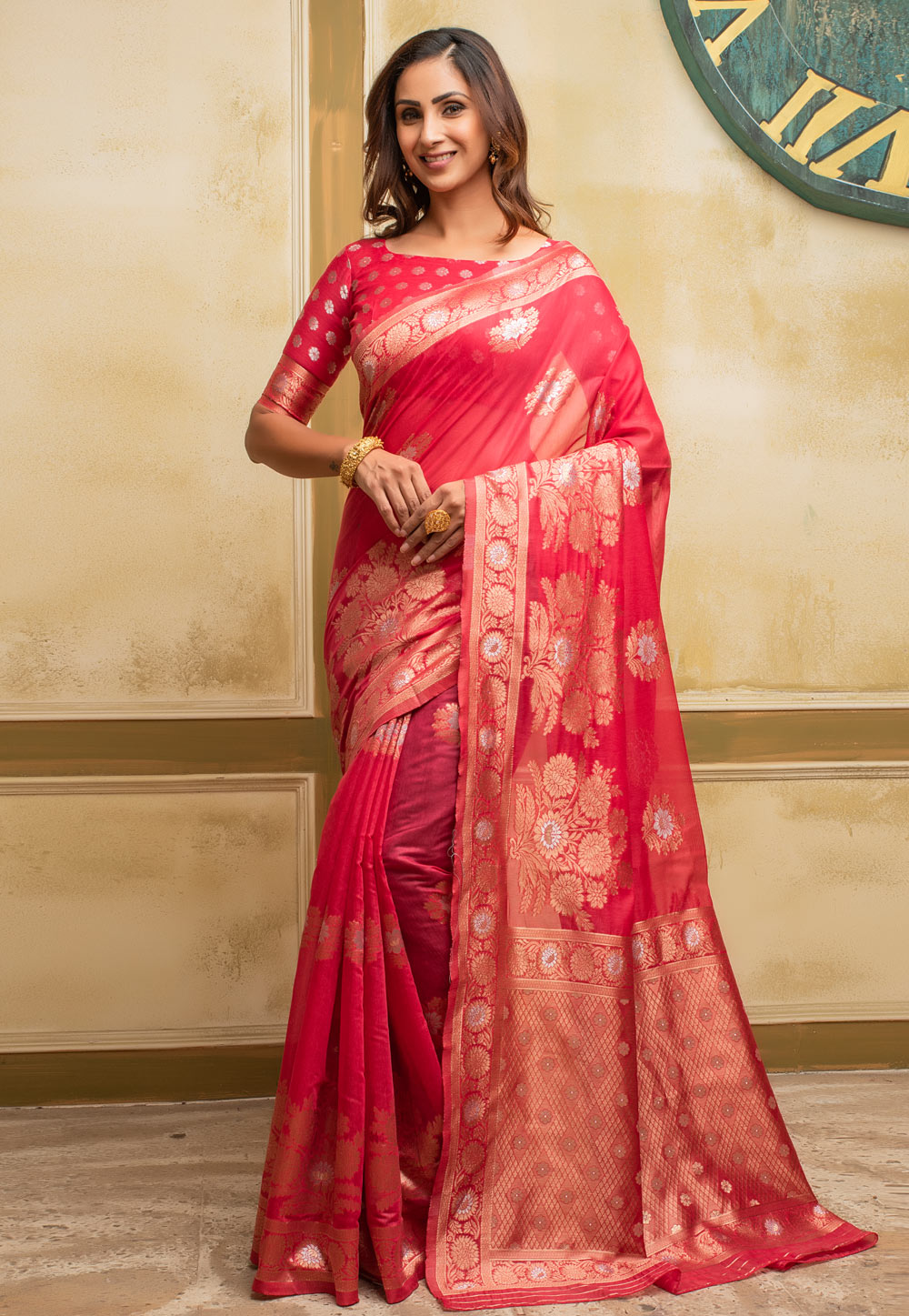 Pink Cotton Saree With Blouse 236260
