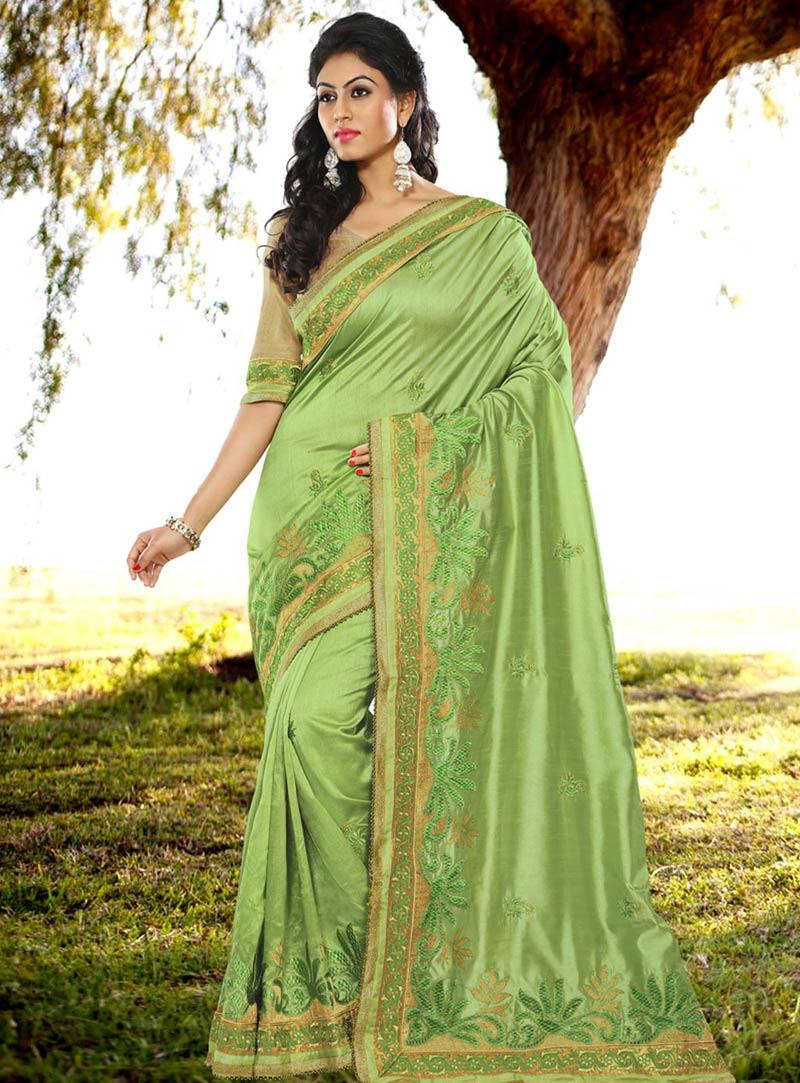 Green Kanchi Silk Saree With Blouse 58993