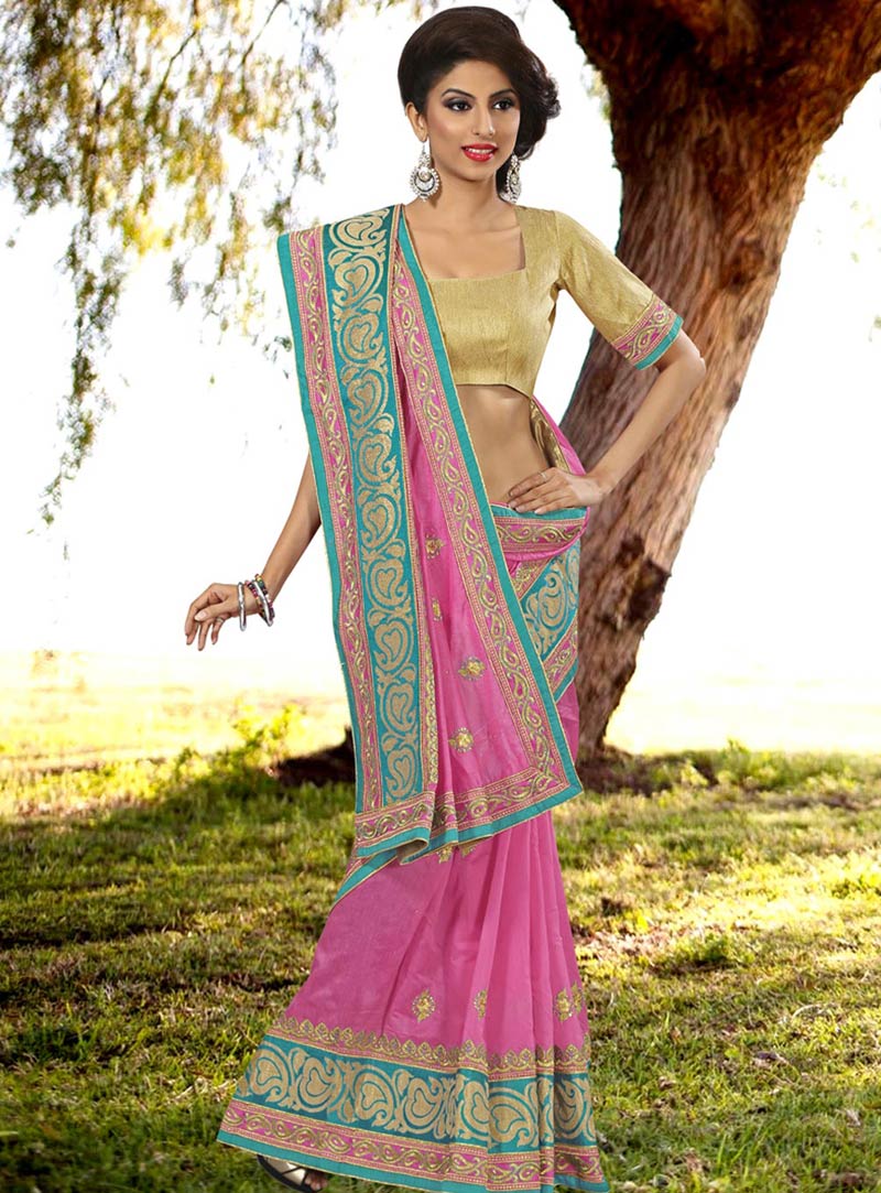 Pink Chanderi Silk Saree With Blouse 59006