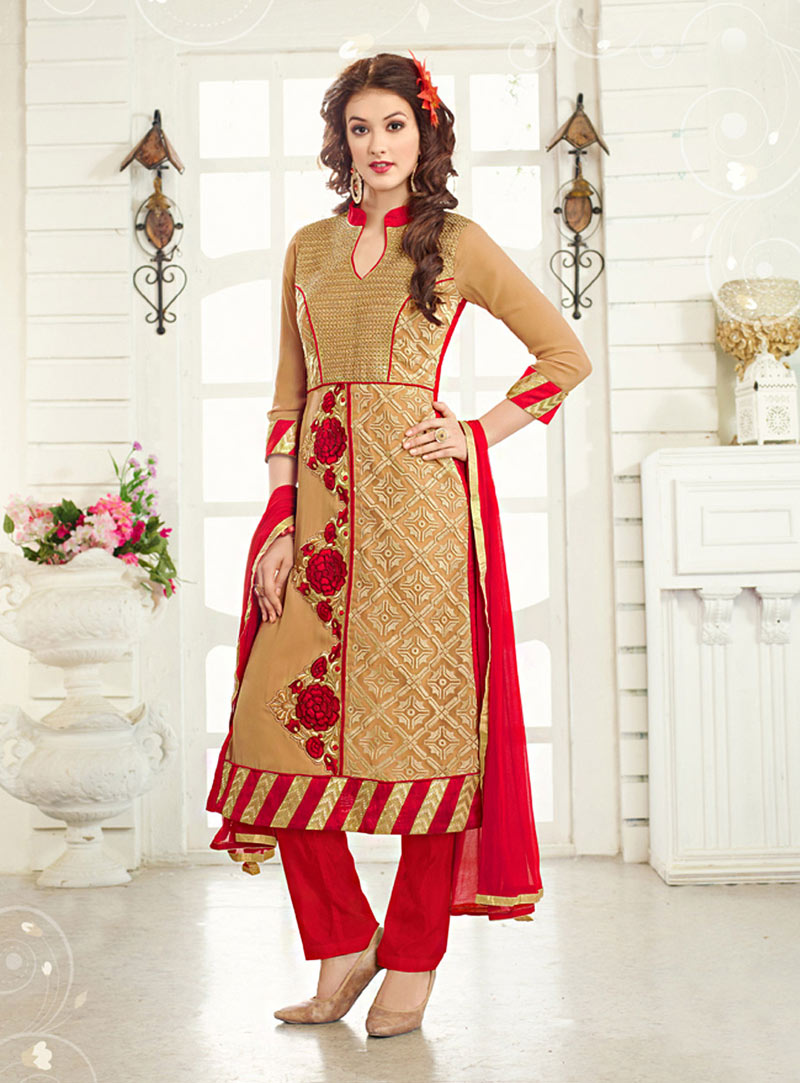 Beige Georgette Pakistani Style Suit 75449
