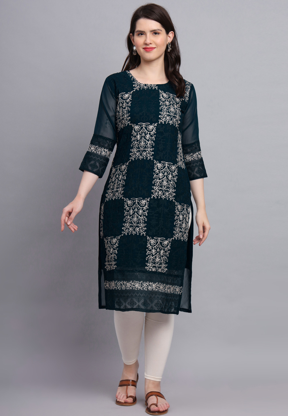 Teal Georgette Long Tunic 270333