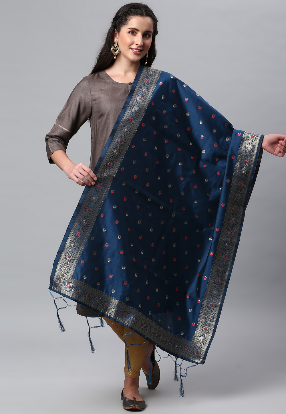 Blue Banarasi Silk Dupatta 236415
