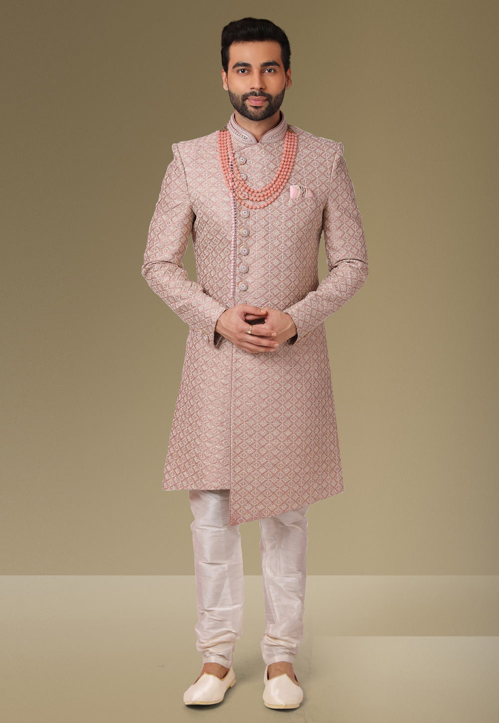 Pink Banarasi Silk Indo Western Suit 239431
