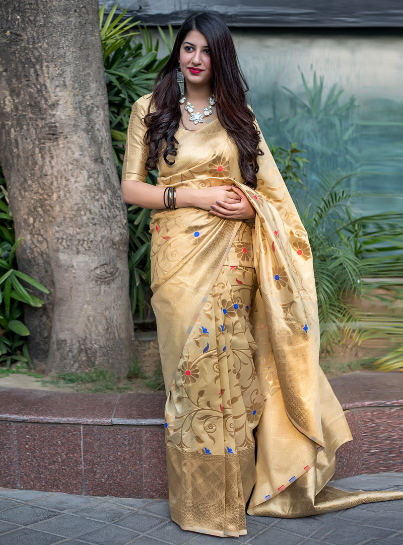 Beige Banarasi Silk Festival Wear Saree 148618
