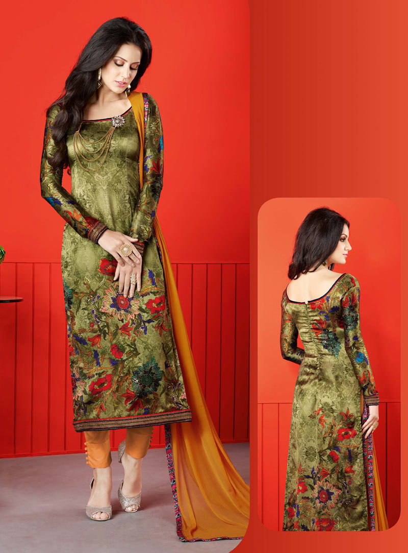Green Satin Pant Style Suit 80069