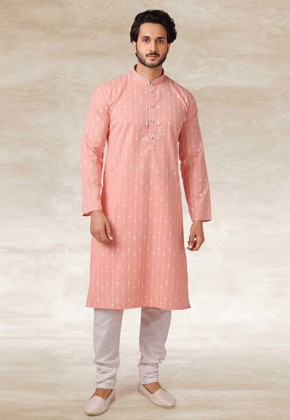Pink Cotton Kurta Pajama 240117