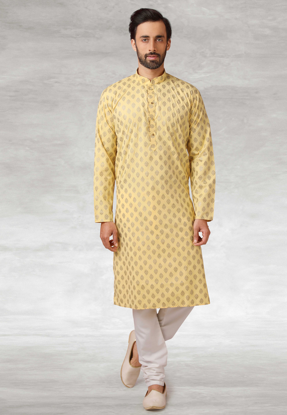 Yellow Cotton Kurta Pajama 240119