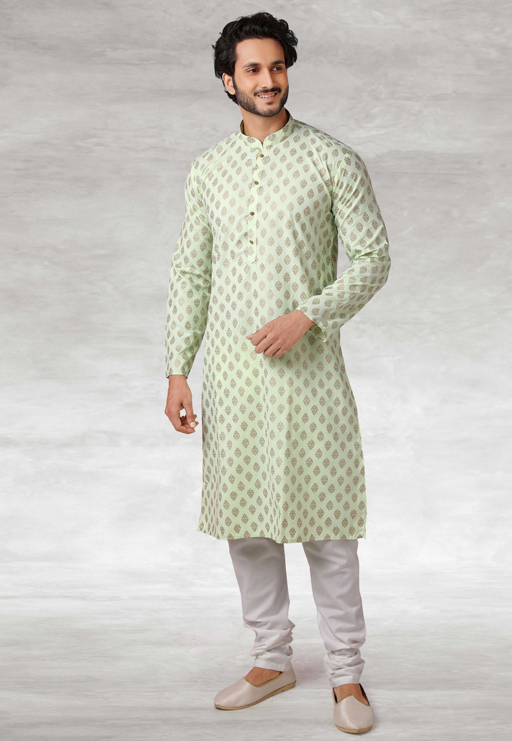 Pista Green Cotton Kurta Pajama 240120