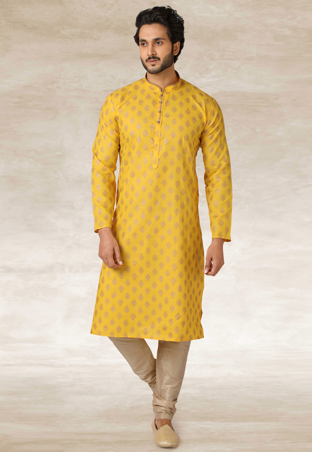 Yellow Cotton Kurta Pajama 240124