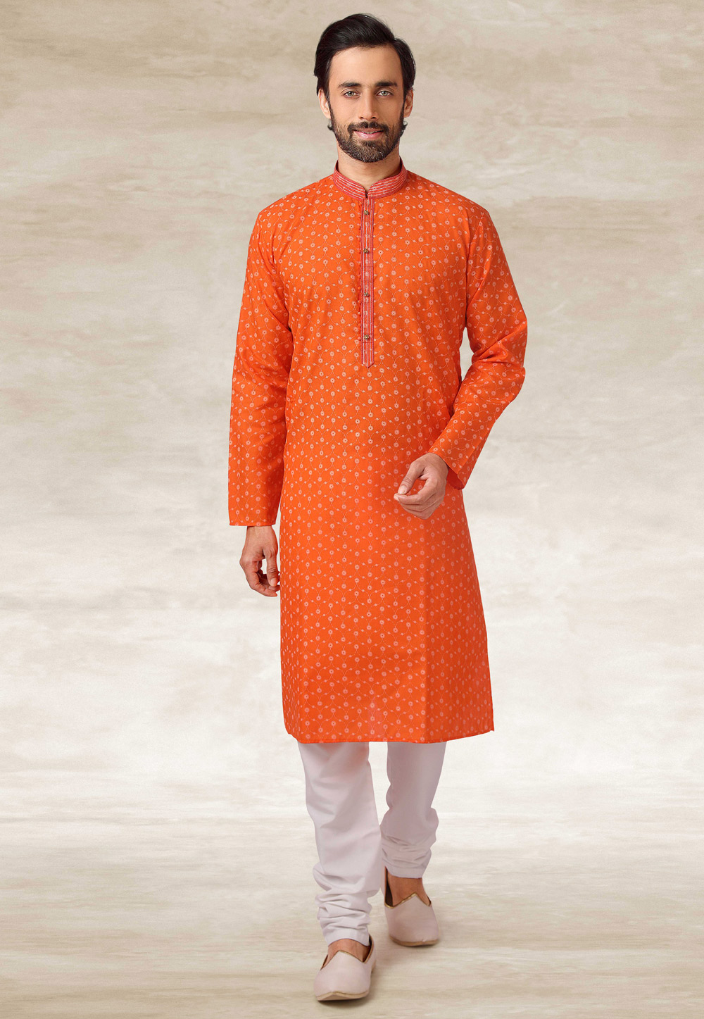Orange Cotton Kurta Pajama 240135