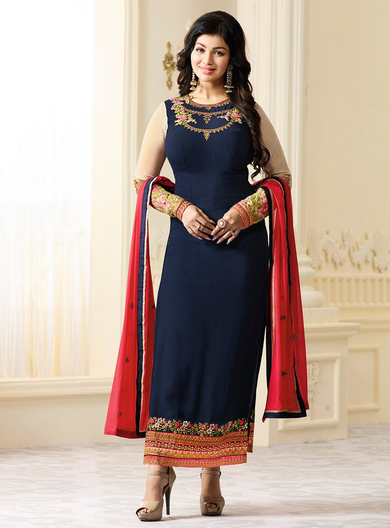 Ayesha Takia Navy Blue Bollywood Salwar Suit 131308