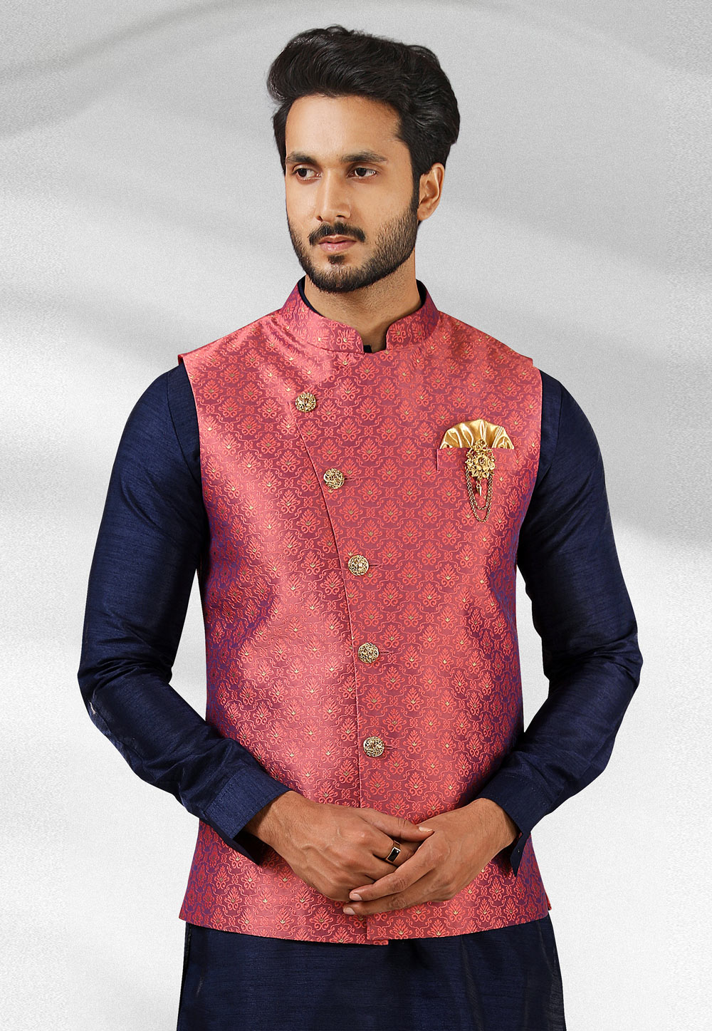 Pink Color Kurta Payjama With Jacket -