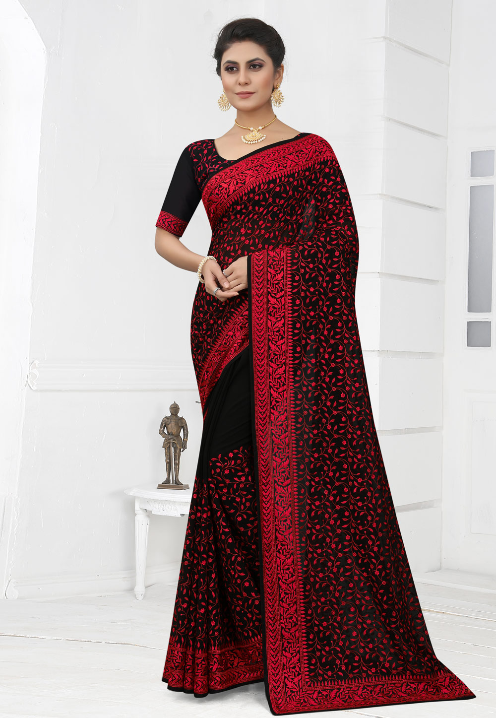 Black Georgette Saree With Blouse 249208
