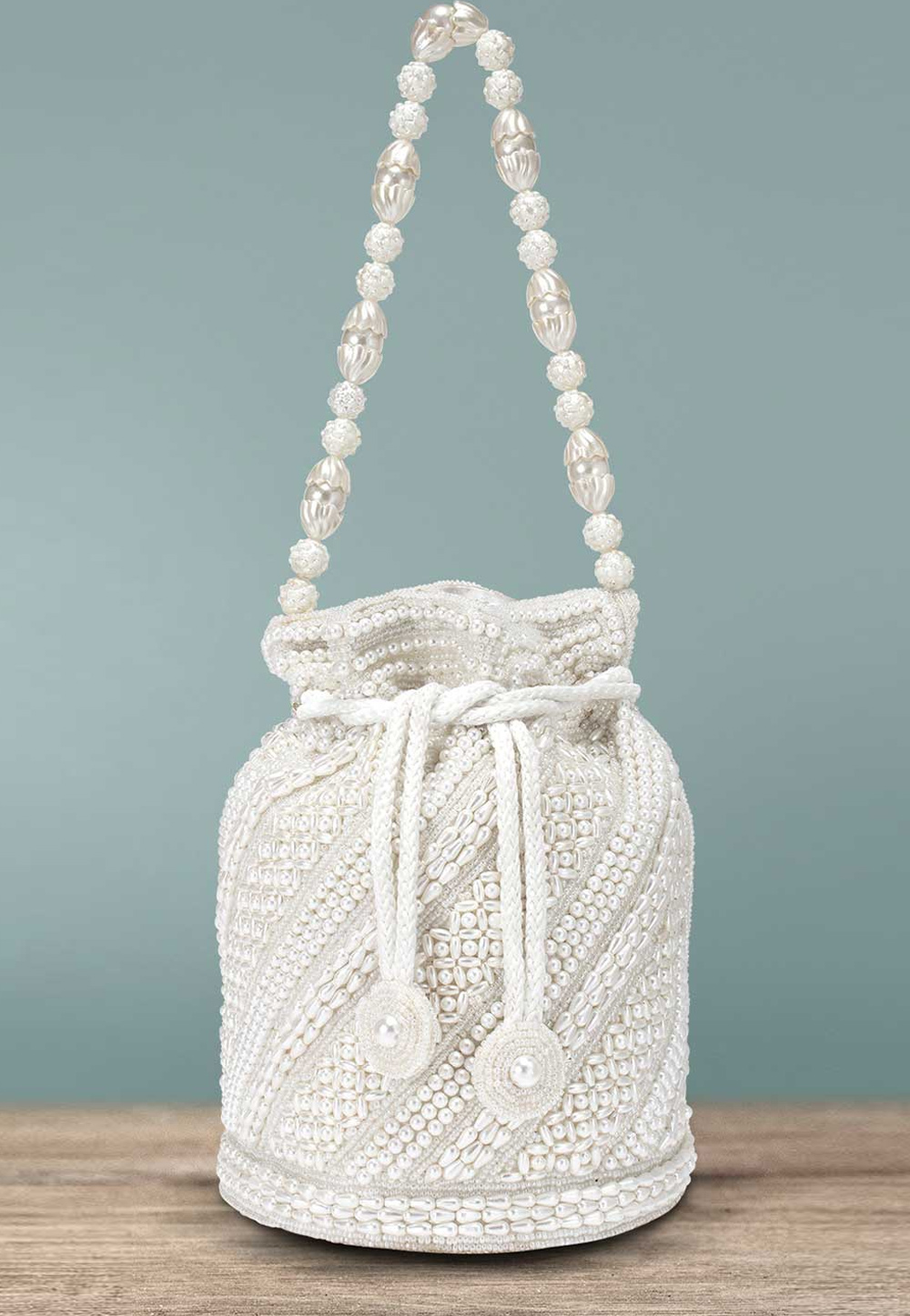 White Art Silk Potli Bag 243827