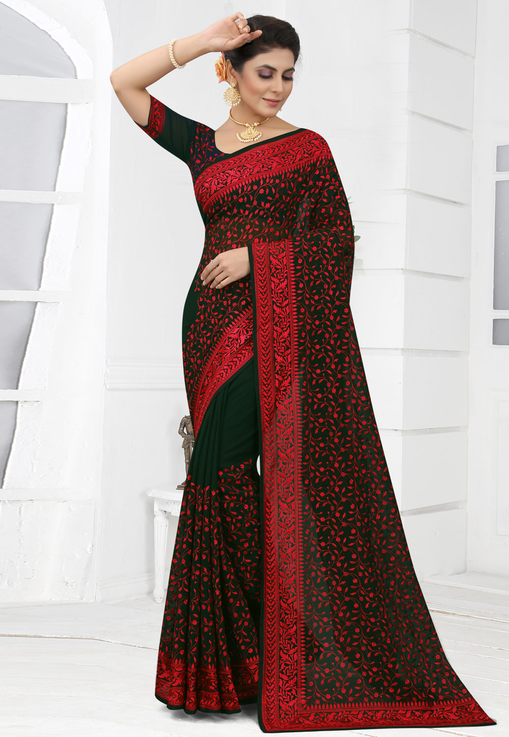 Black Georgette Saree With Blouse 249213