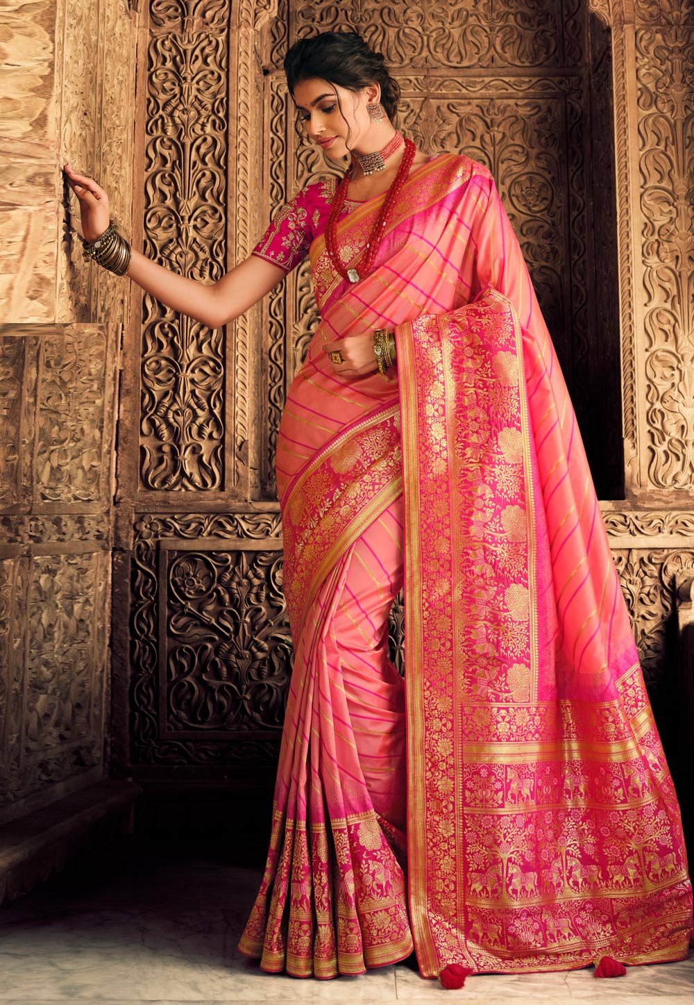 Pink Silk Festival Wear Saree 236686
