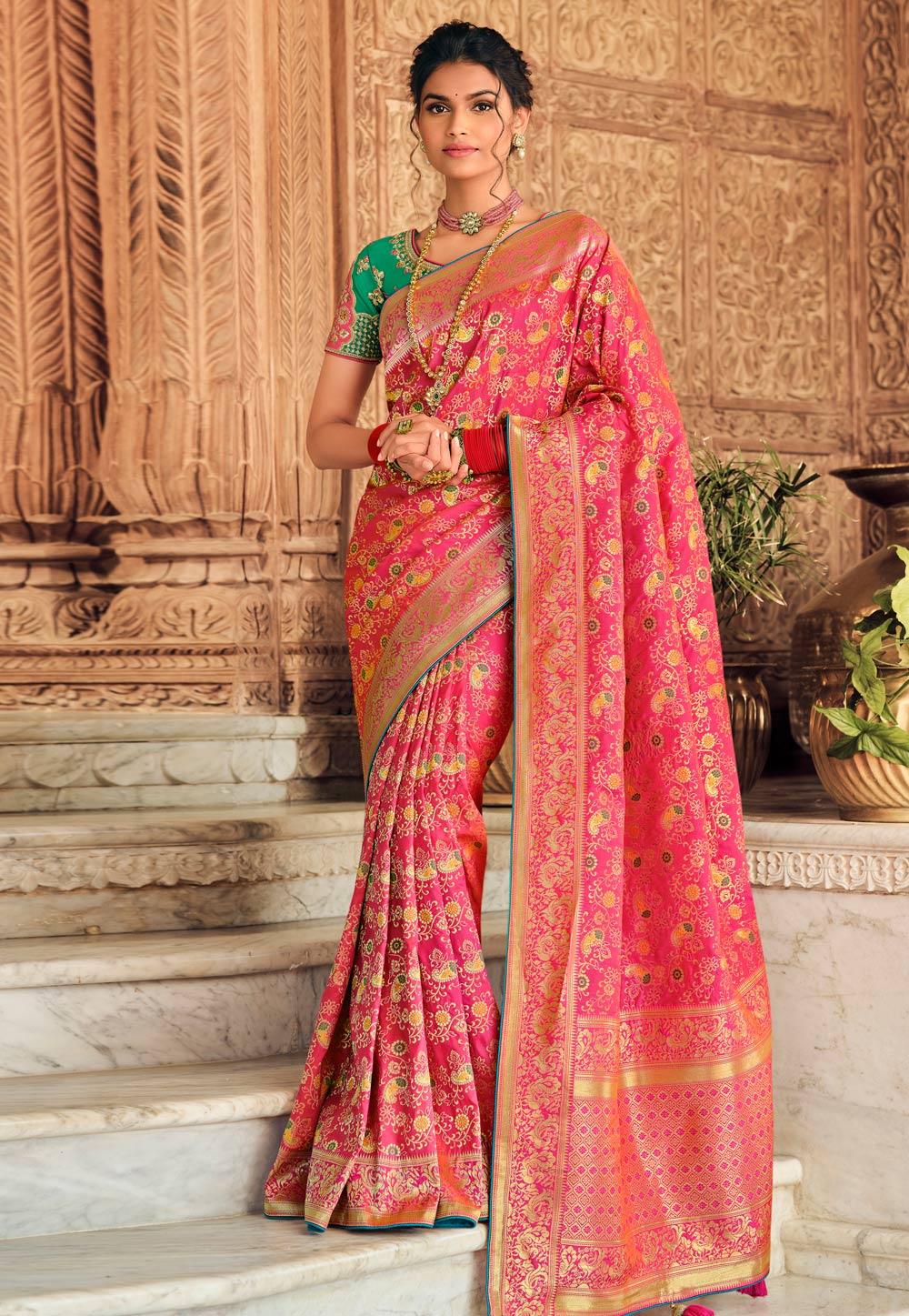 Pink Silk Saree With Blouse 236689