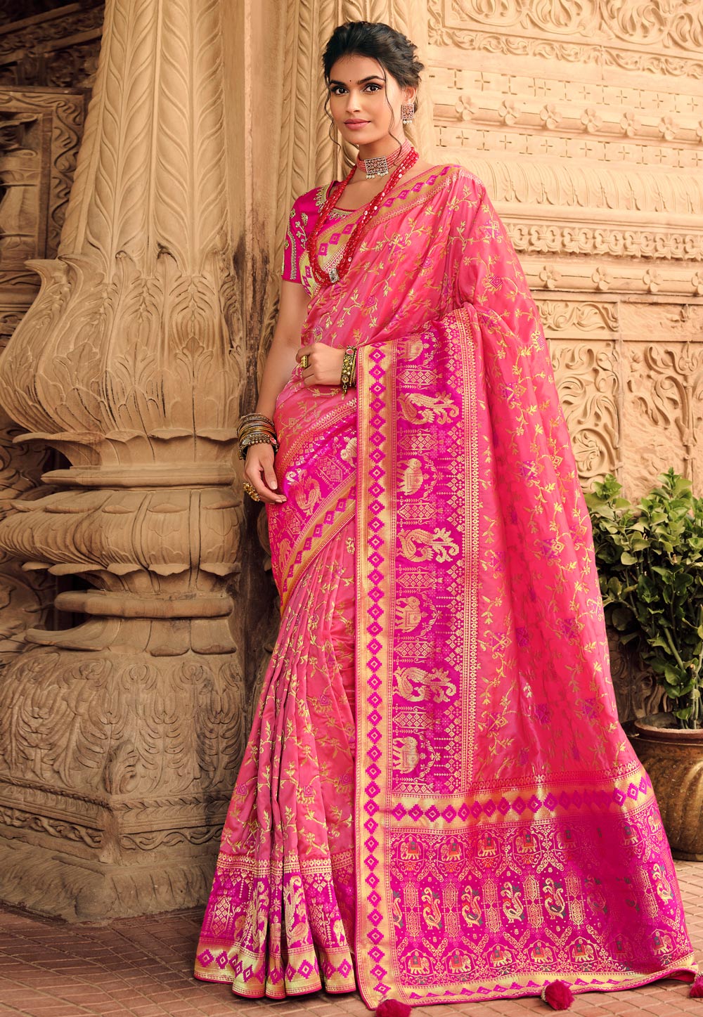 Pink Silk Saree With Blouse 236693