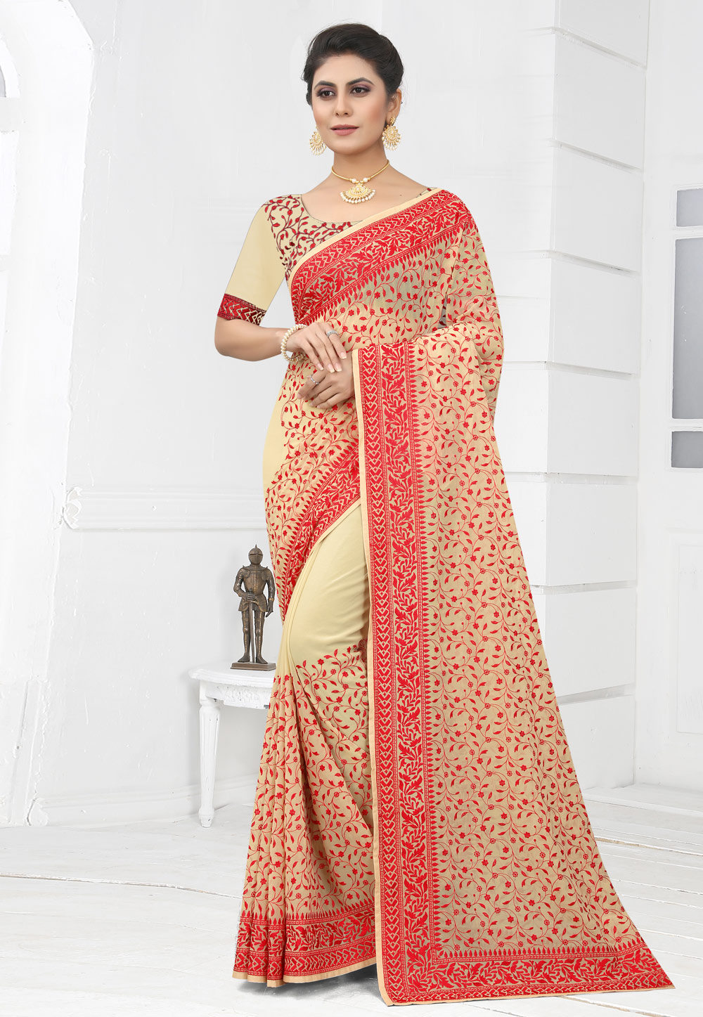 Beige Georgette Saree With Blouse 249214