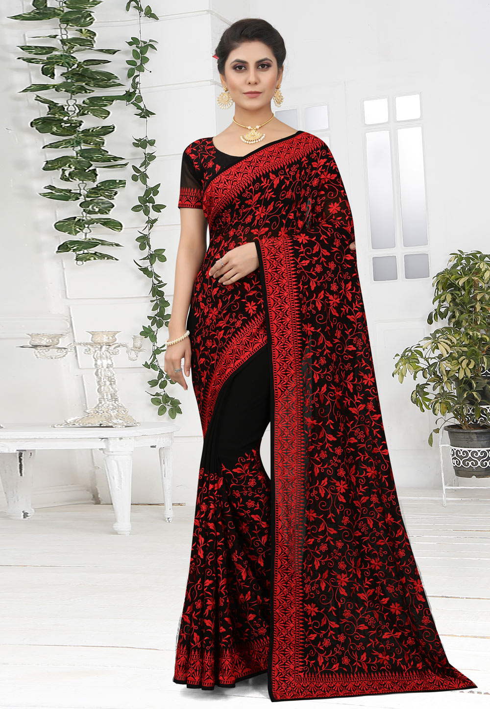Black Georgette Saree With Blouse 249215
