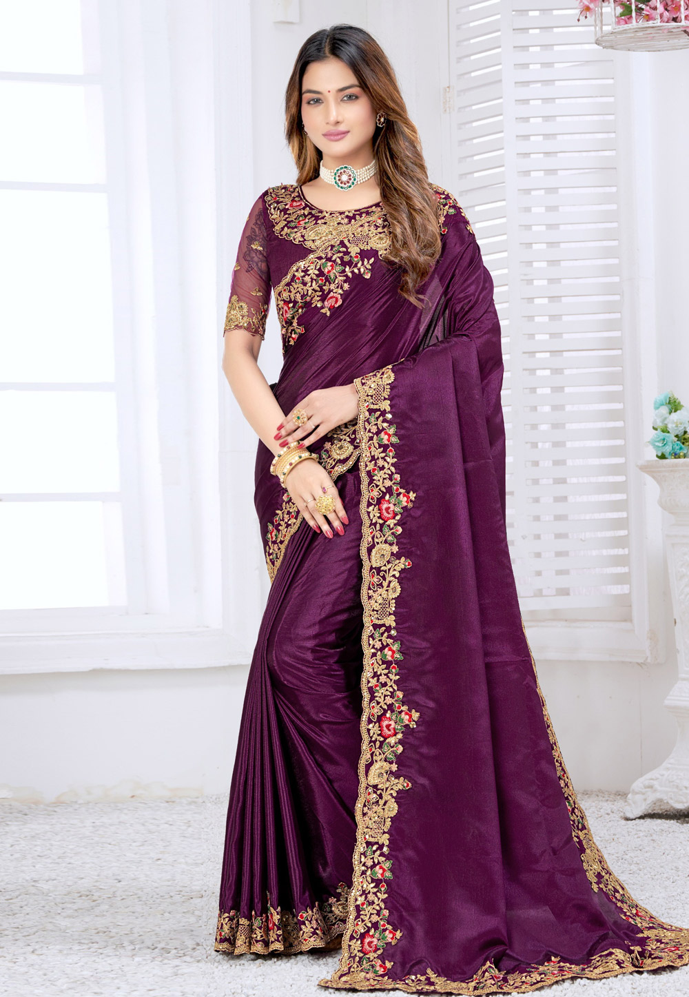 Purple Silk Saree With Blouse 244061