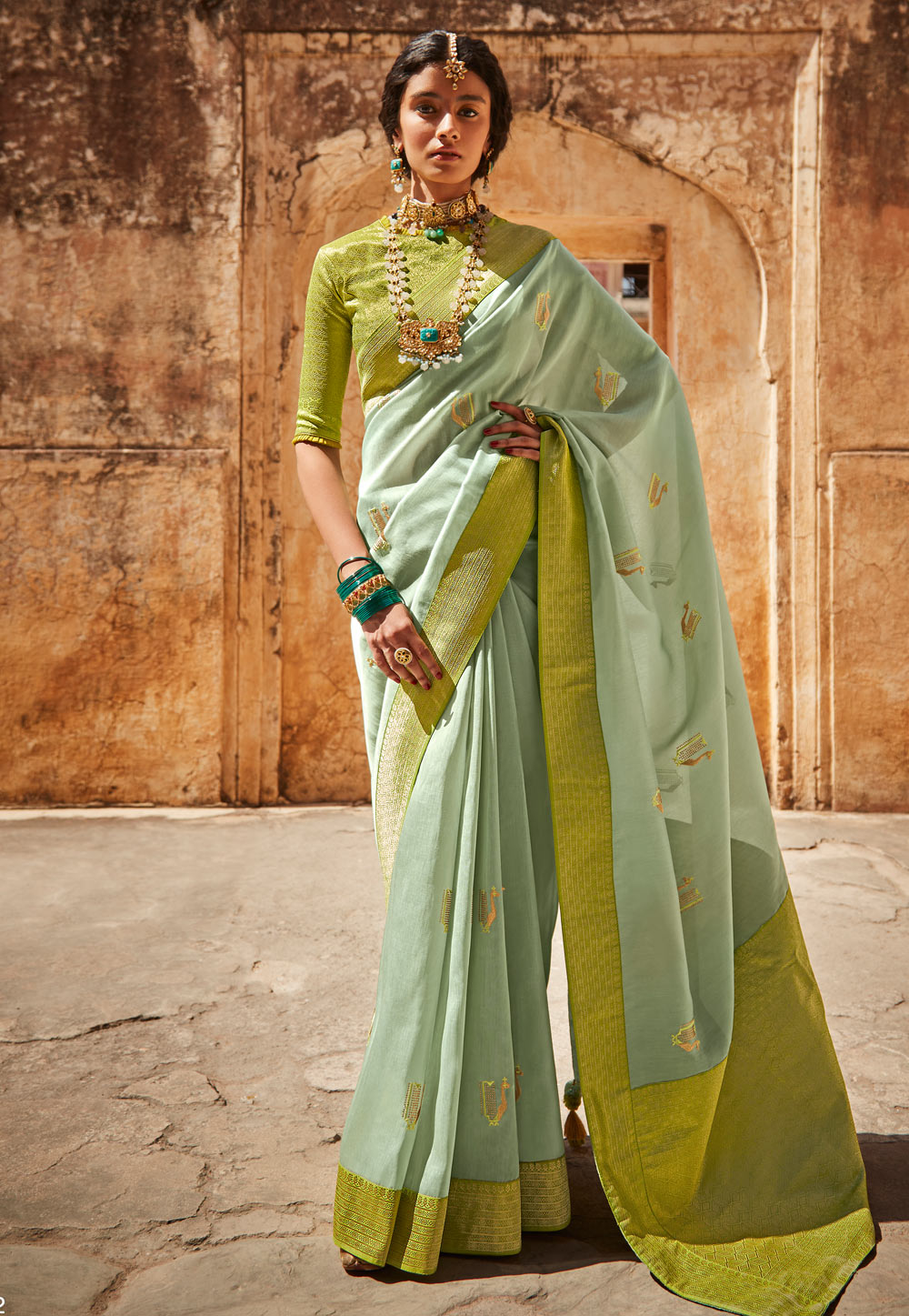 Pista Green Silk Festival Wear Saree 242819